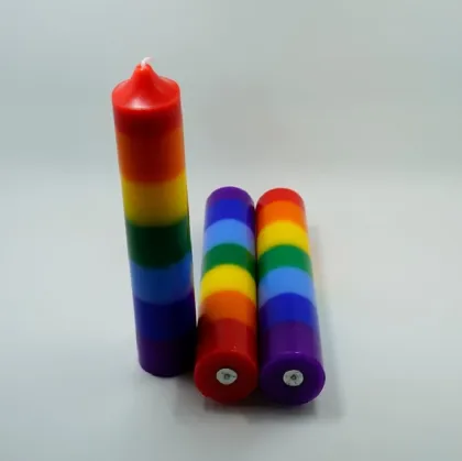 Rainbow taper candle rainbow colored votive candles