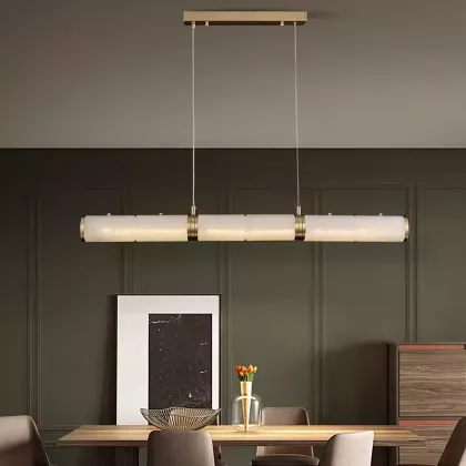 Modern Restaurant Bar Jade Lighting with Custom Alabaster Chandeliers and Pendant Lighting