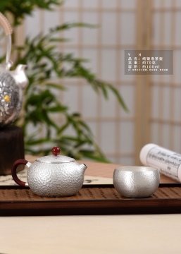 Elegant Fine Hammer Patterned Small Silver Teapot