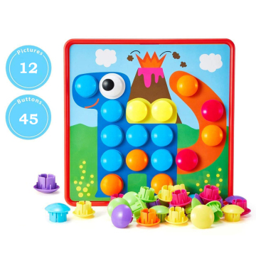 Colorful Learning: Preschool Kids' Educational Toy - Mushroom Nail, Button Art & Mosaic Pegboard Activity Set for Developing Color Matching Skills