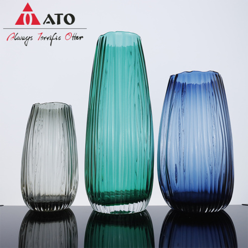 Modern Stripe Color Glass Vintage Flower Table Vase