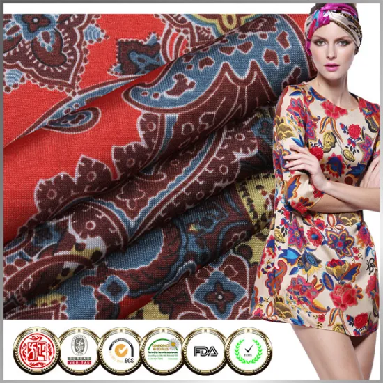 High quality IAF certified Korean Chinese character printed knitting fabric