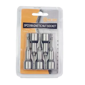 Pack of 5 1/4\" Shank 8x65mm Magnetic Nut Setters