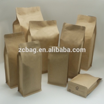 square bottom side seal quad gusset flat bottom Pouch box standup zipper lock food packaging bags