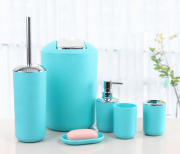 Complete Modern Hotel Bathroom Essentials Set: Premium Quality Trash Can, Toilet Brush Holder, Soap Dish, and Lotion Bottle