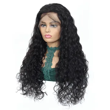 Wholesale Water Wave Indian Human Hair Wig Pre Plucked Natural Hair Hairline Transparent Swiss Lace Front Human Hair Wig Vendor