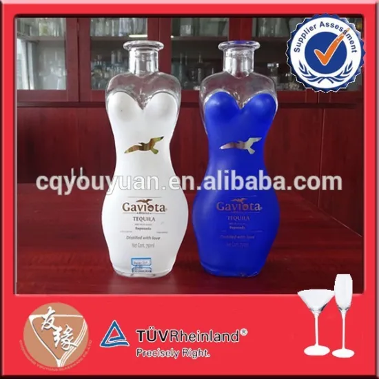 750ml decaled pretty women body shaped glass bottle