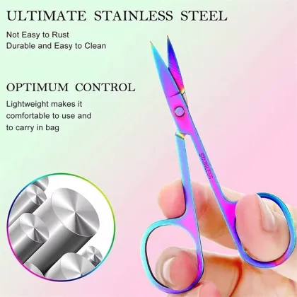 Colorful Stainless Steel Makeup Scissors - Lash and Eyebrow Trimming Tool