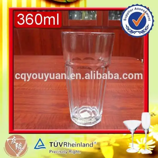 China made 360ml clear glass cup cheap custom made frosted glass tumbler for wholesale