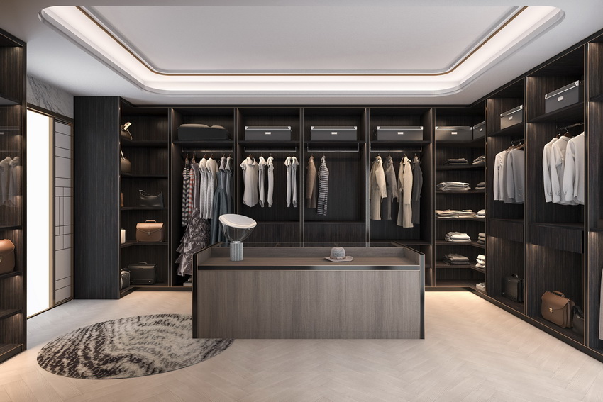 Guarda -roupa contemporâneo projetado com prateleiras abertas