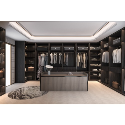 Guarda -roupa contemporâneo projetado com prateleiras abertas
