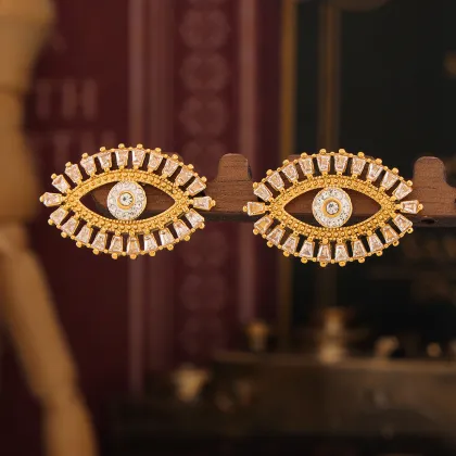 Chic Summer Fashion Jewelry: 4060 Magic Eye Zircon 18K Gold Plated Earrings