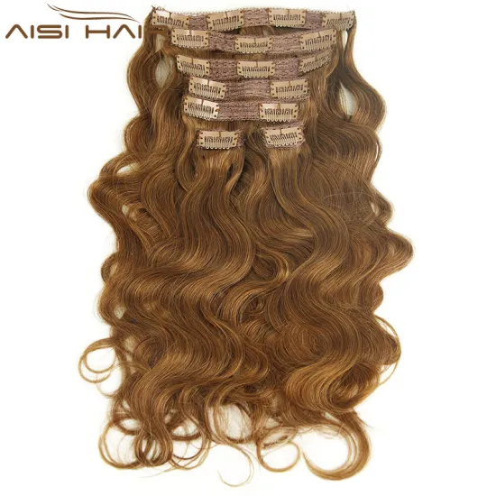 Unprocessed 100%  Human Hair Extension Body Wave Brazilian Clip In Hair Extensions Color 8#