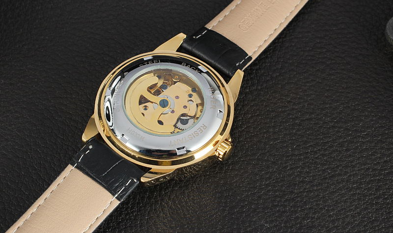 Gold Alloy Case Leather Japan Movement Watch