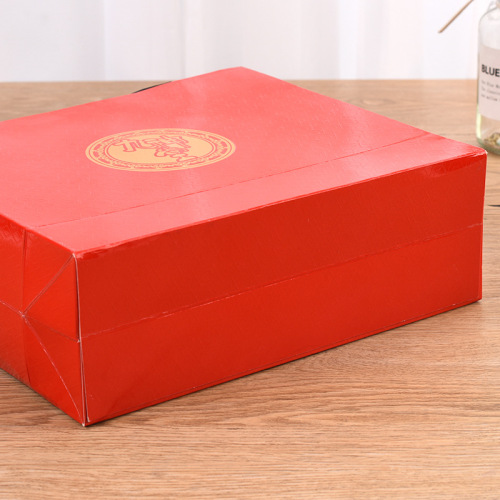 Red Foil Paper Bag With Grosgrain Handle