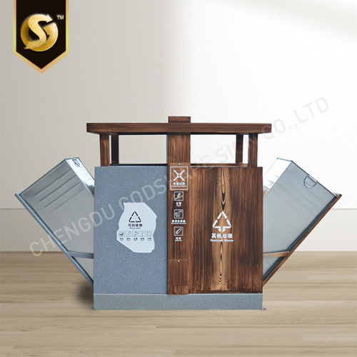 Dual Wooden-like Steel Trash