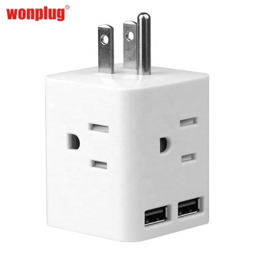 US Plug Adapter Desk with 2 USB Ports, 4 Outlets, and Multi-Travel Adapter