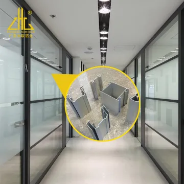Slim Office Partition Aluminum Profiles and Glass Partition Extrusions