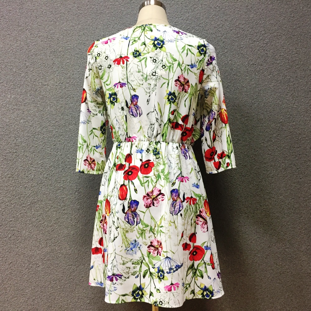 Women's polyester printed long sleeves dress
