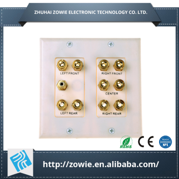 Dual gang 5 speaker wall plate banana