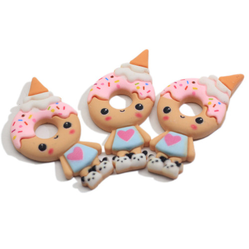 Kawaii Cartoon Voedsel Flat Terug Brood Donut Hars Cabochons Fit Telefoon Decoratie Scrapbooking Craft DIY Accessoires: