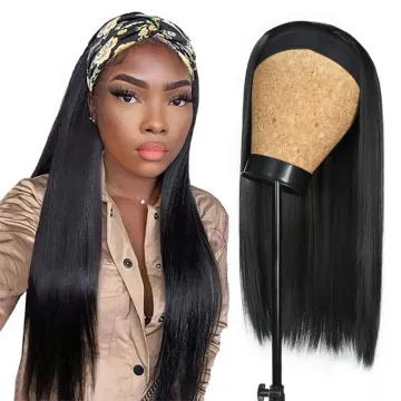 Headband Wigs for Black Women Straight silky Headband Wigs long Hair Machine Made Glueless Headband Wigs
