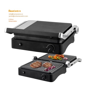 4-Slice Indoor Electric Panini Press Grill with Nonstick Coated Plates and Adjustable Temperature Control