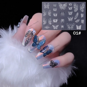 DIY Silicone Butterfly Flower Nail Stamps and Stencils for Manicure Art