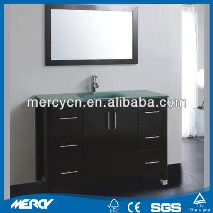 Wooden Furnitures Class Glass Vanity Combined with Wooden Furnitures