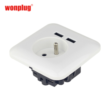 French Euro Wall Socket with 2 USB Ports