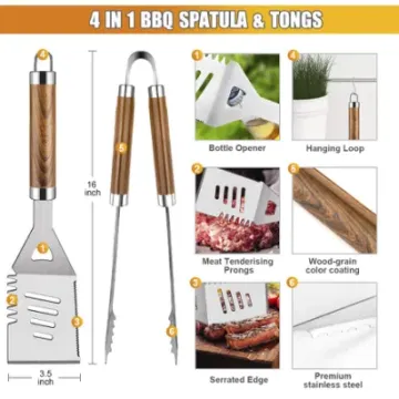 BBQ 38PCS Stainless Steel Utensils Grill Accessories Set with Aluminum Case