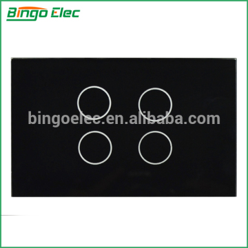 New arrival, NZ standard,4gang touch sensitive light wall switch,Black luxury crystal glass panel