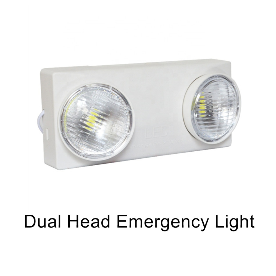 Luz de emergencia de dos cabezas ajustable con respaldo de batería