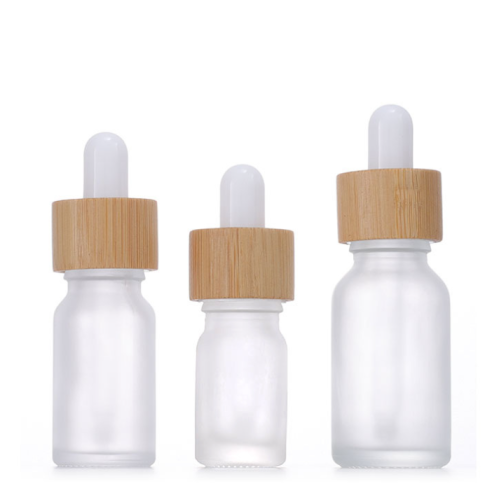 Frosted Glass Dropper Bottles Eye Dropper Bamboo Lids