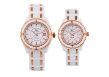 Sapphire Glass Quartz Gold Case Ceramic Watches For Lady Gift Watch