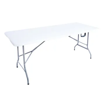 6FT Portable Outdoor Balcony Folding Table: Easy-to-Carry Kitchen, Dining, Catering, Banquet, Picnic, and Camping Solution in White Plastic