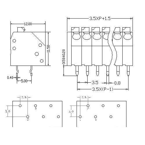 AT121-3.5-XXX-B PCB Spring Terminal Block Pitch3.5