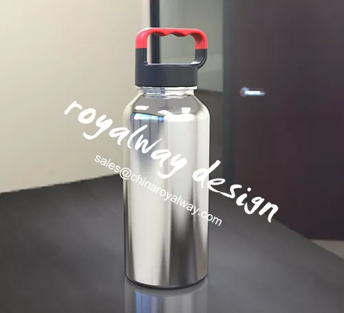 High quality 32oz stainless steel sports water bottle, stainless steel drinking bottle with color handle lid