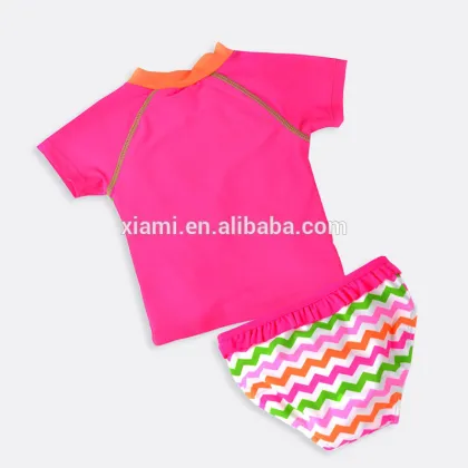 custom breathable skin friendly multicolor wave stripe beautiful flower Baby Swimming clothing