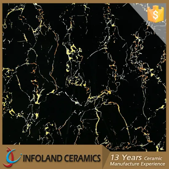 Wear Resisting Full Polished Glazed Super Glossy Black Glitter Floor Tiles