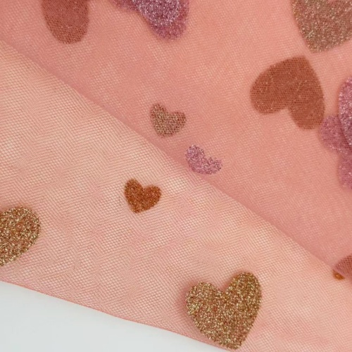 Goldherz-Glitzer-Polyester-Mesh für Mädchenkleid