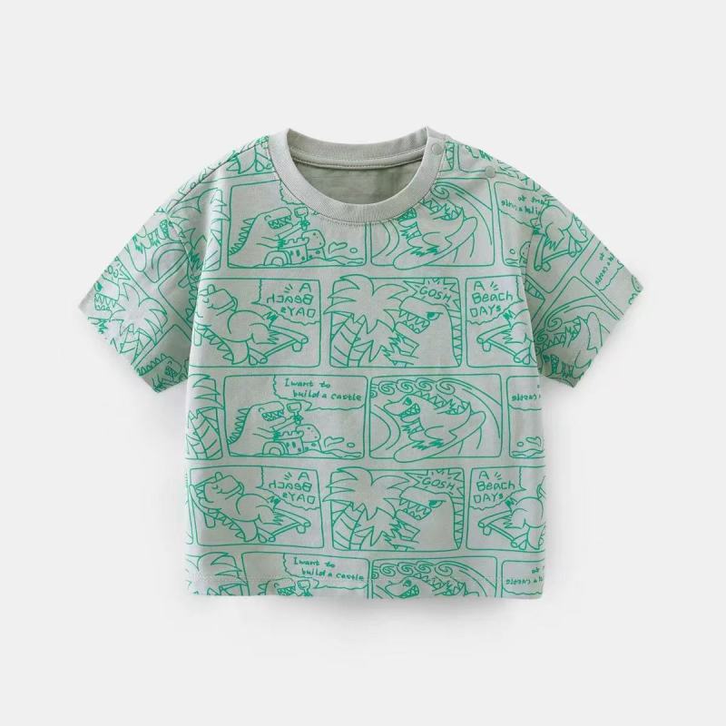 Boys' ice silk printed T-shirt short sleeve