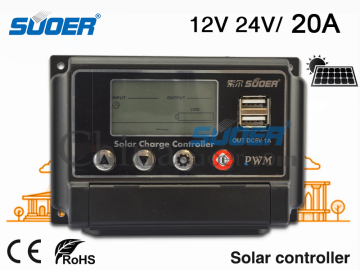 SUOER Solar Charger Controller 12V 20A Solar Street Light Controller