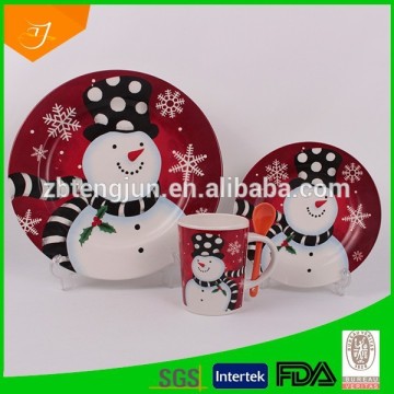 ceramic dinner set with snowman design, Christmas dinnerware