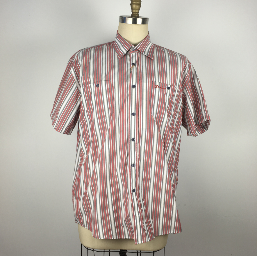 Striped office casual short sleeve shirt 100%cotton shirt