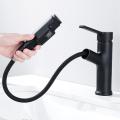 Matte black pull down two-function basin faucet