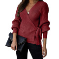 Damen Wickle V Neck Langarmpullover