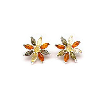 Elegant flower stud earrings with diamond