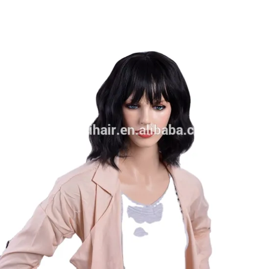 Vendors wholesale black Synthetic hair mix brown Medium long natural straight wave synthetic hair wigs for women