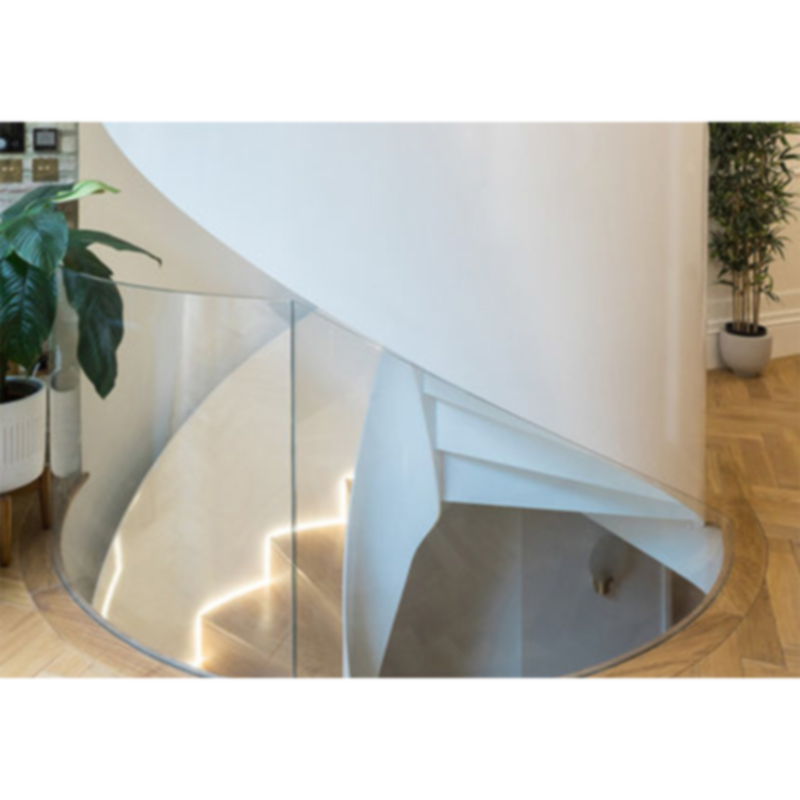 Modern design glass railing spiral staircase